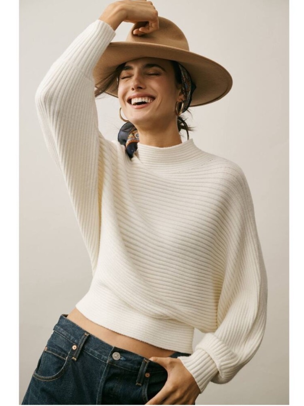 Anthropologie Kendall Mock-Neck Sweater Ivory White Ribbed Size Small - Picture 14 of 14